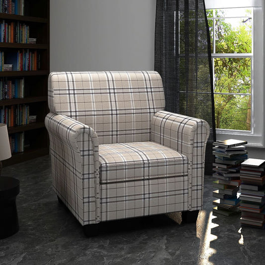 Fauteuil met kussen stof crème