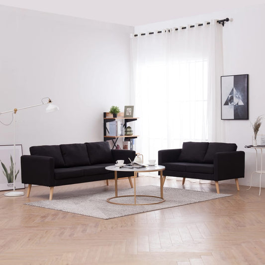 2-delig Bankstel stof zwart