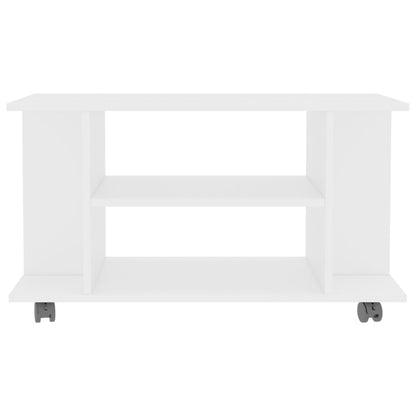 Tv-meubel met wieltjes 80x40x45 cm bewerkt hout wit