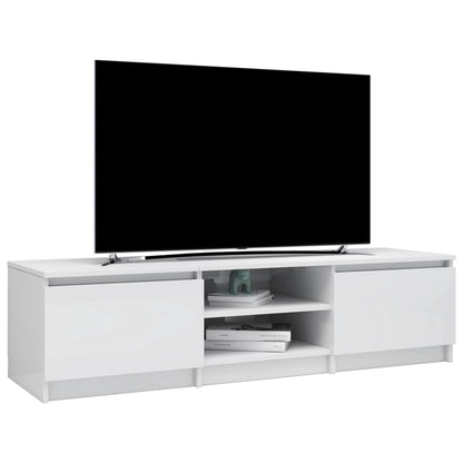 Tv-meubel 140x40x35,5 cm bewerkt hout hoogglans wit