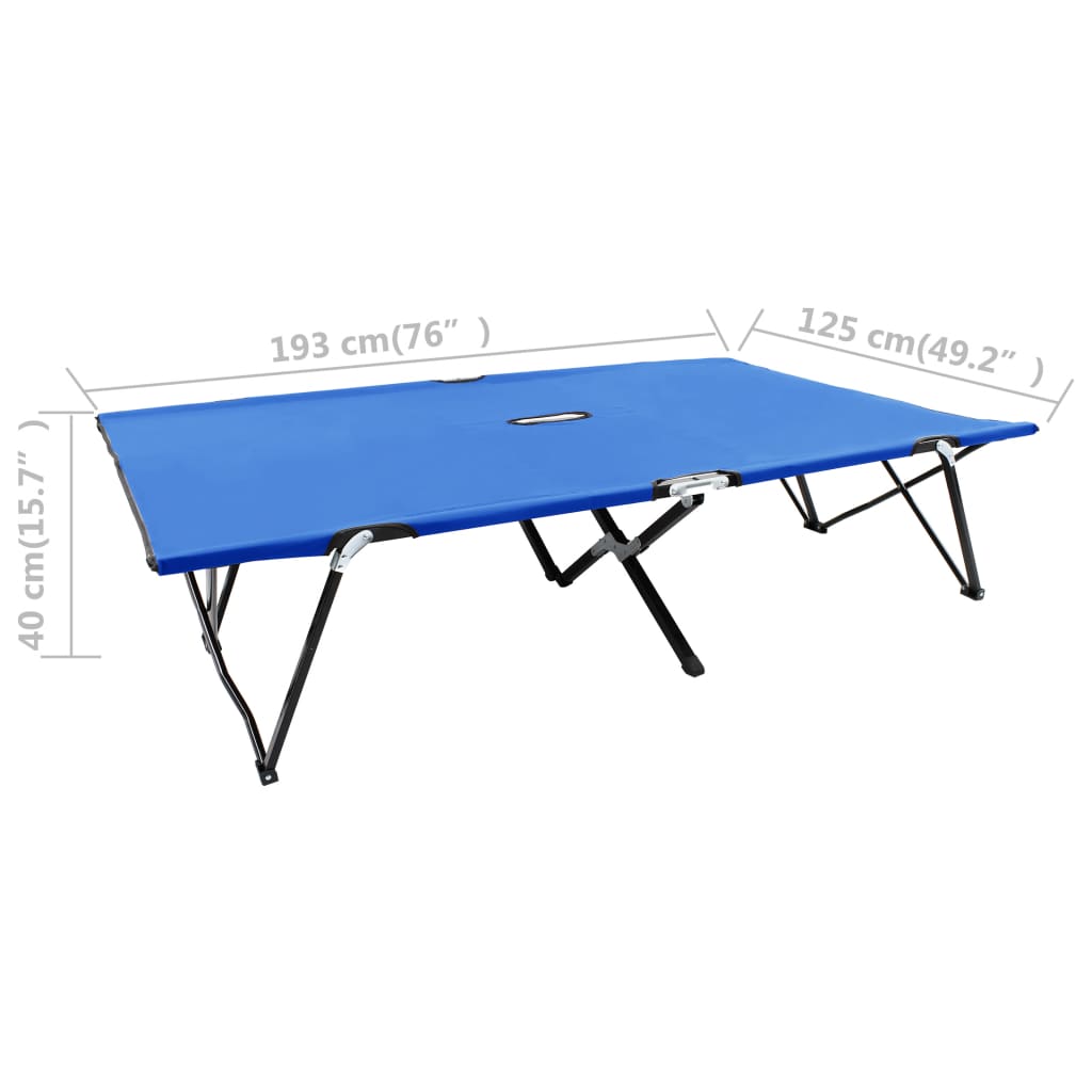 Ligbed 2-persoons inklapbaar staal blauw