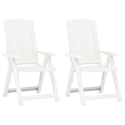 Tuinstoelen 2 st verstelbaar kunststof wit