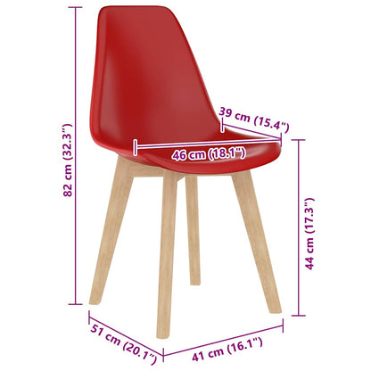 Eetkamerstoelen 6 st kunststof rood