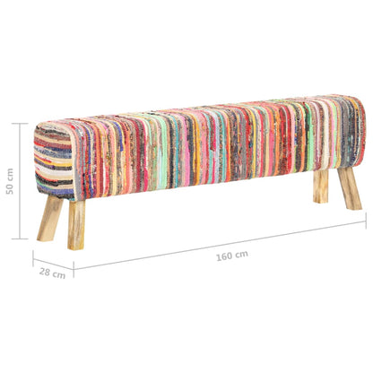 Bankje 160 cm chindi stof meerkleurig