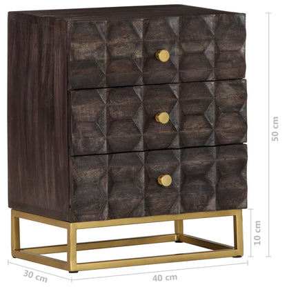 Nachtkastje 40x30x50 cm massief mangohout zwart