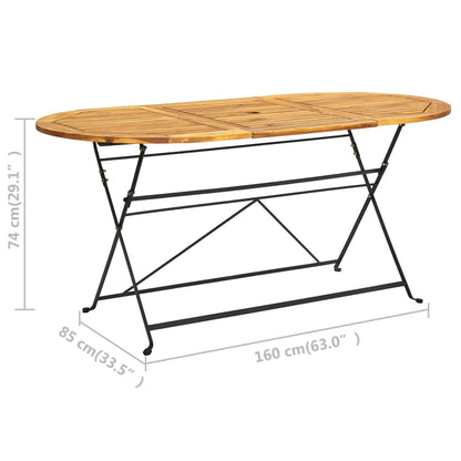 Tuintafel ovaal 160x85x74 cm massief acaciahout
