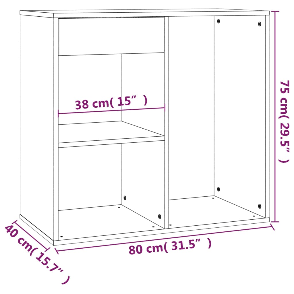 Cosmeticakast 80x40x75 cm bewerkt hout wit