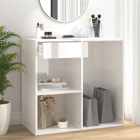 Cosmeticakast 80x40x75 cm bewerkt hout hoogglans wit