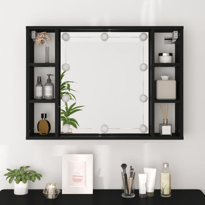 Spiegelkast met LED-verlichting 76x15x55 cm zwart