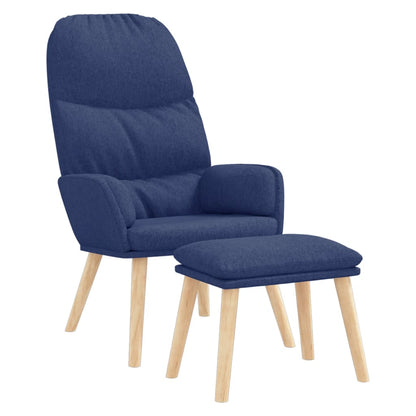 Relaxstoel met voetenbank stof blauw