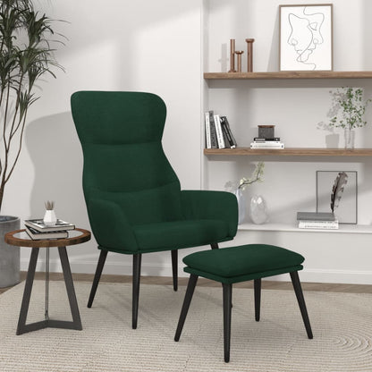 Relaxstoel met voetenbank stof donkergroen