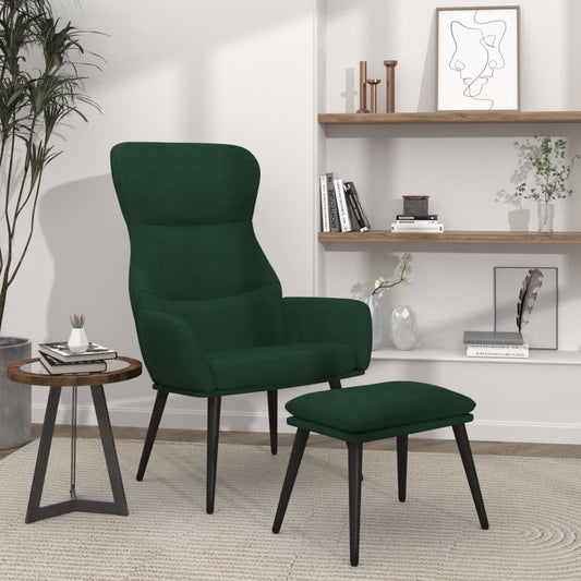 Relaxstoel met voetenbank stof donkergroen