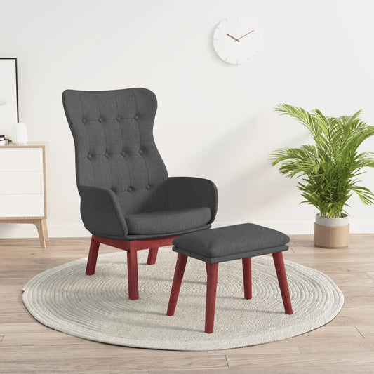 Relaxstoel met voetenbank stof donkergrijs