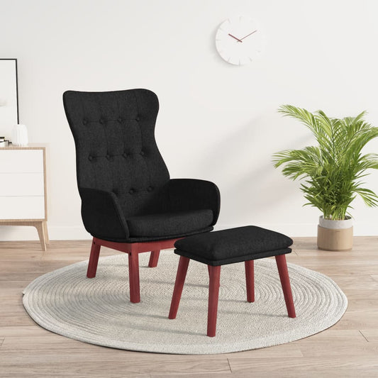Relaxstoel met voetenbank stof zwart