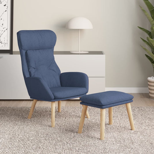 Relaxstoel met voetenbank stof blauw