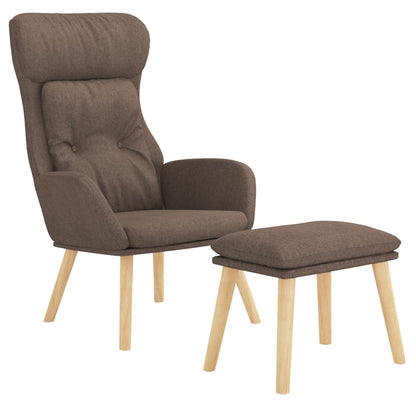 Relaxstoel met voetenbank stof taupe