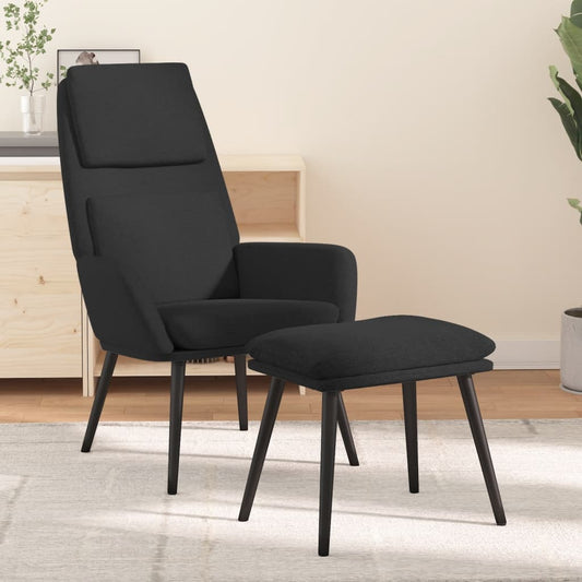 Relaxstoel met voetenbank stof zwart
