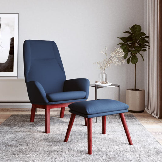 Relaxstoel met voetenbank stof blauw