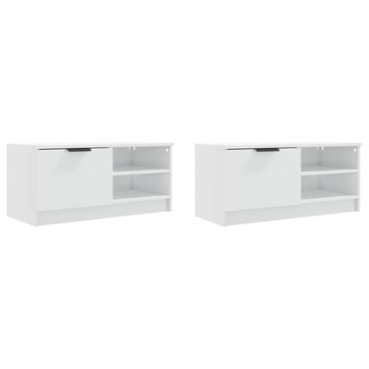 Tv-meubels 2 st 80x35x36,5 cm bewerkt hout hoogglans wit