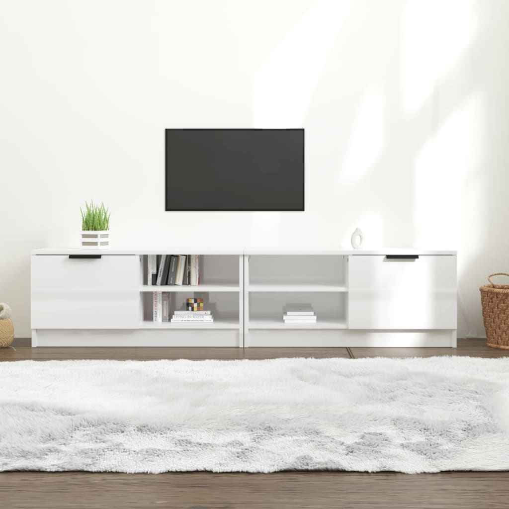Tv-meubels 2 st 80x35x36,5 cm bewerkt hout hoogglans wit