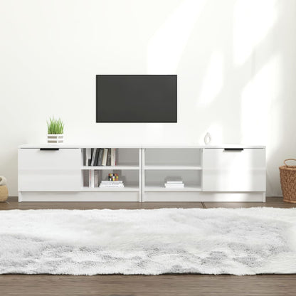 Tv-meubels 2 st 80x35x36,5 cm bewerkt hout hoogglans wit