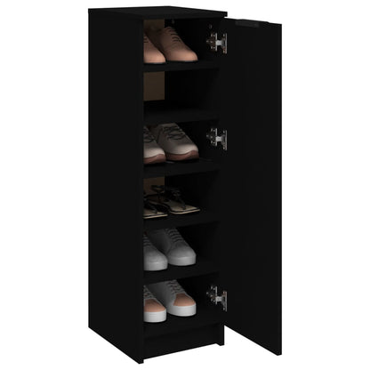 Schoenenkast 30x35x100 cm bewerkt hout zwart