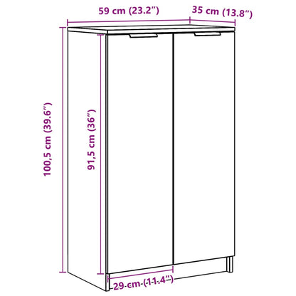 Schoenenkast 59x35x100 cm bewerkt hout wit