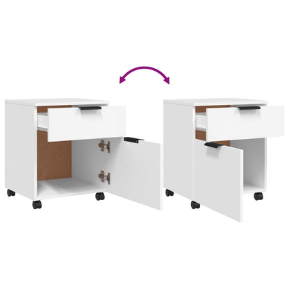 Dossierkast verrijdbaar 45x38x54 cm bewerkt hout wit