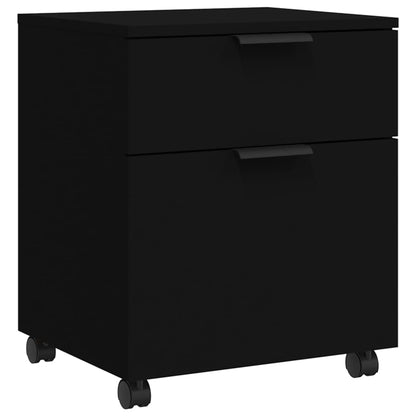 Dossierkast verrijdbaar 45x38x54 cm bewerkt hout zwart