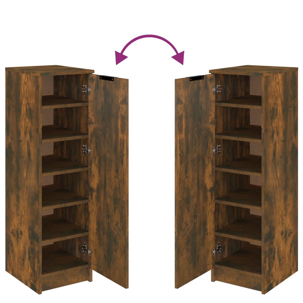 Schoenenkast 30x35x100 cm bewerkt hout gerookt eikenkleurig
