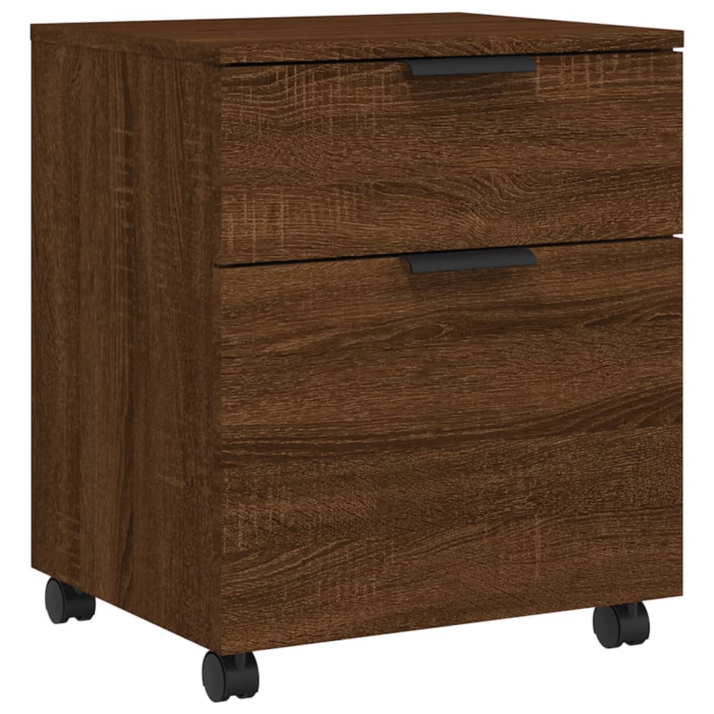 Dossierkast verrijdbaar 45x38x54 cm bewerkt hout bruineiken