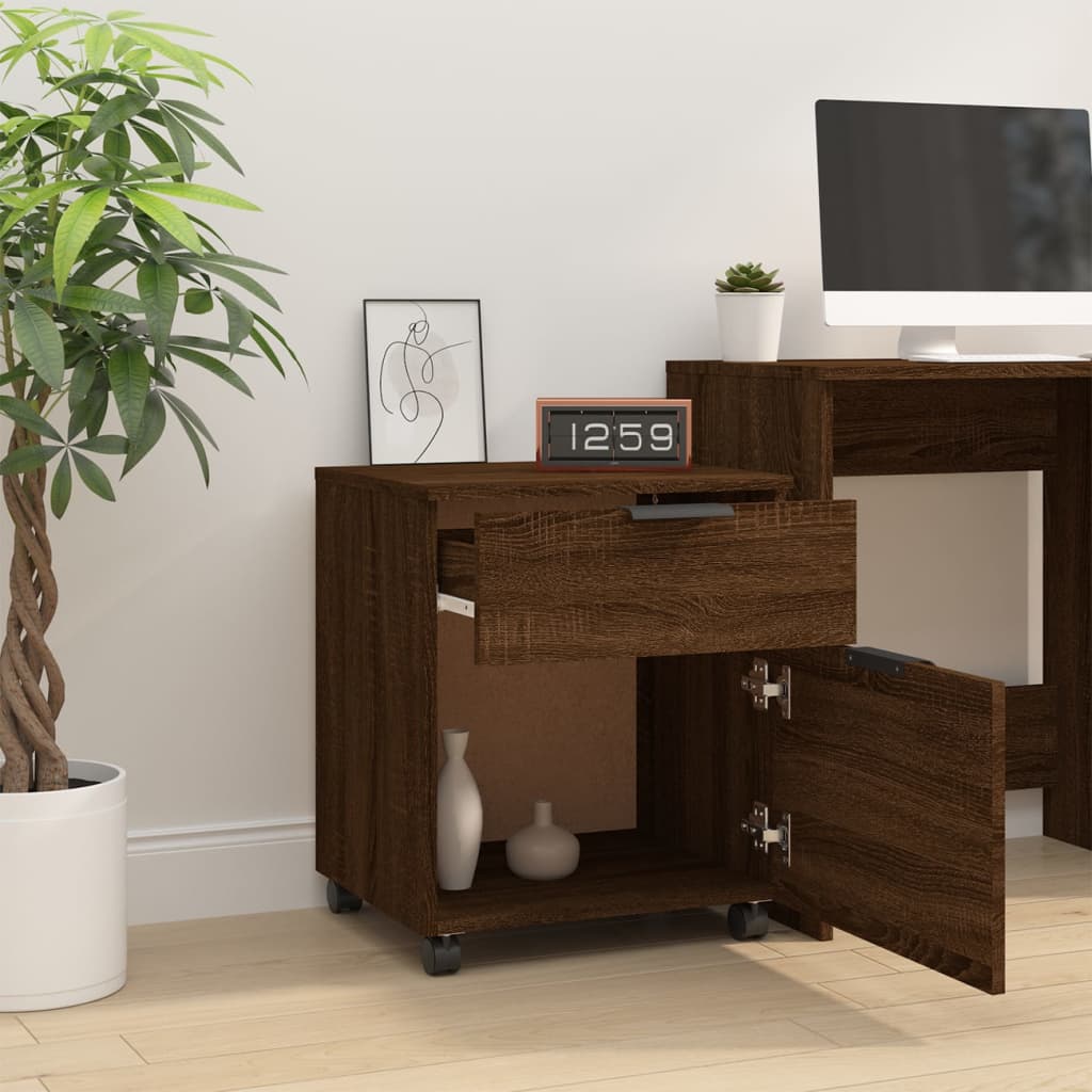 Dossierkast verrijdbaar 45x38x54 cm bewerkt hout bruineiken