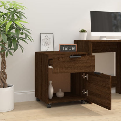 Dossierkast verrijdbaar 45x38x54 cm bewerkt hout bruineiken