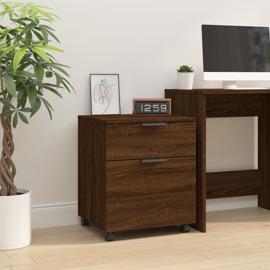 Dossierkast verrijdbaar 45x38x54 cm bewerkt hout bruineiken