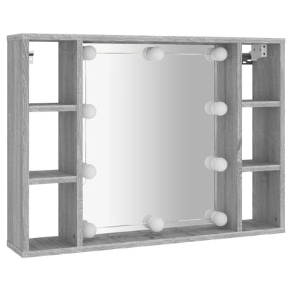 Spiegelkast met LED-verlichting 76x15x55 cm grijs sonoma eiken