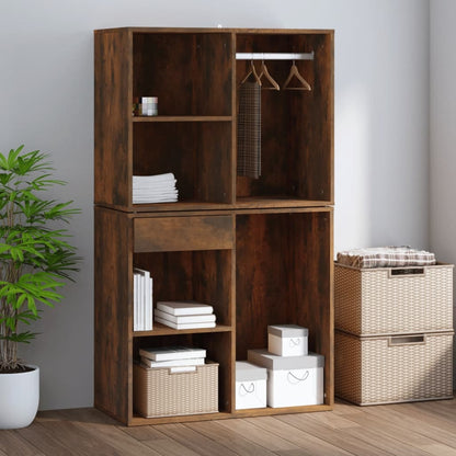 Kledingkast 80x40x65 cm bewerkt hout gerookt eikenkleurig