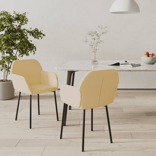 Eetkamerstoelen 2 st fluweel crèmekleurig