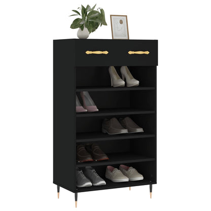 Schoenenkast 60x35x105 cm bewerkt hout zwart