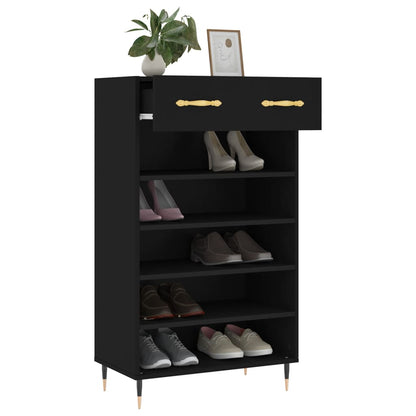 Schoenenkast 60x35x105 cm bewerkt hout zwart