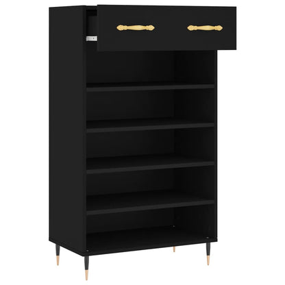 Schoenenkast 60x35x105 cm bewerkt hout zwart