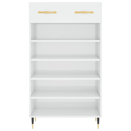 Schoenenkast 60x35x105 cm bewerkt hout hoogglans wit