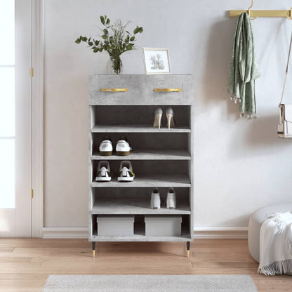 Schoenenkast 60x35x105 cm bewerkt hout betongrijs