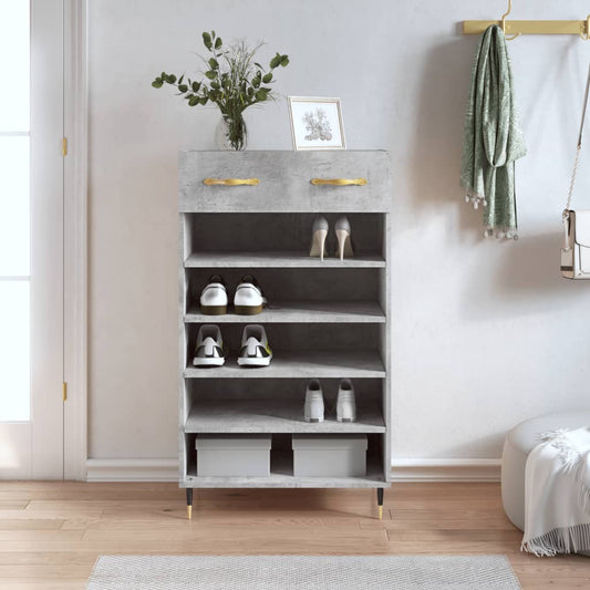 Schoenenkast 60x35x105 cm bewerkt hout betongrijs