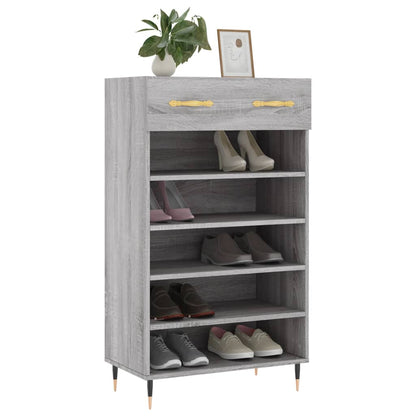 Schoenenkast 60x35x105 cm bewerkt hout grijs sonoma eikenkleur