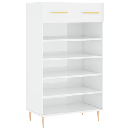 Schoenenkast 60x35x105 cm bewerkt hout hoogglans wit