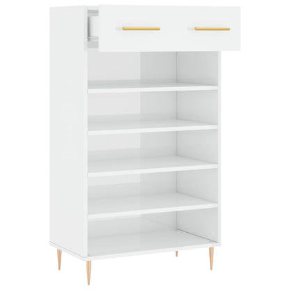 Schoenenkast 60x35x105 cm bewerkt hout hoogglans wit
