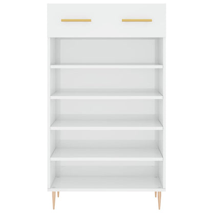 Schoenenkast 60x35x105 cm bewerkt hout hoogglans wit