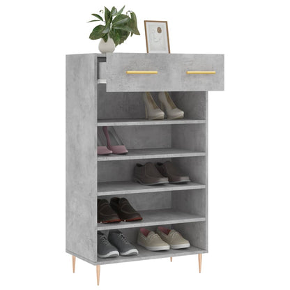 Schoenenkast 60x35x105 cm bewerkt hout betongrijs