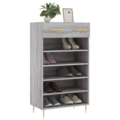 Schoenenkast 60x35x105 cm bewerkt hout grijs sonoma eikenkleur