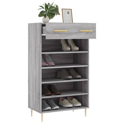 Schoenenkast 60x35x105 cm bewerkt hout grijs sonoma eikenkleur